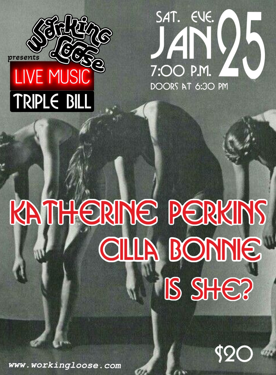 1/25 - LIVE MUSIC - Katherine Perkins, Cilla Bonnie + Is She?