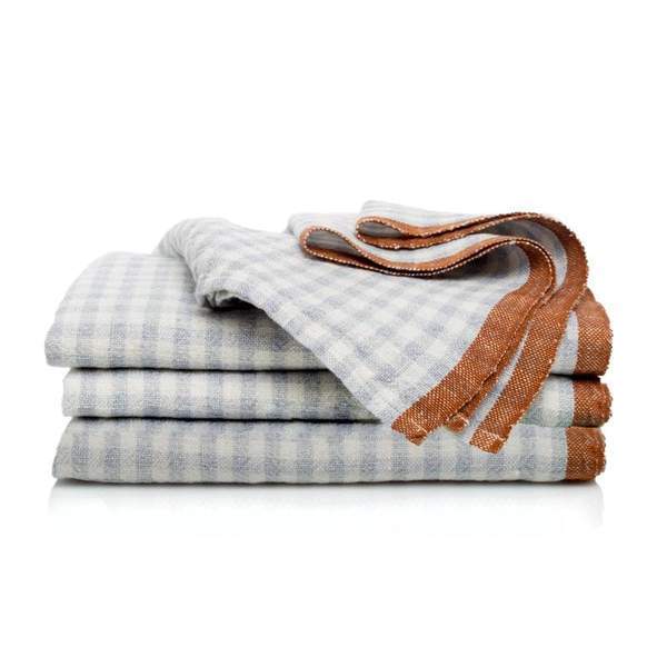 Two-Tone Gingham Napkins - Blue + Cognac