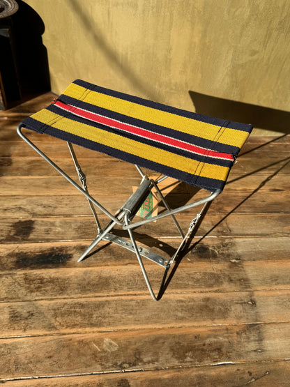 Vintage Metal + Canvas Folding Stool