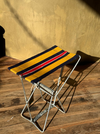 Vintage Metal + Canvas Folding Stool