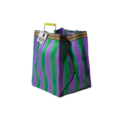 Green + Purple Recycled Plastic Stripe Bag