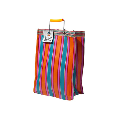 Orange + Pink Recycled Plastic Stripe Bag