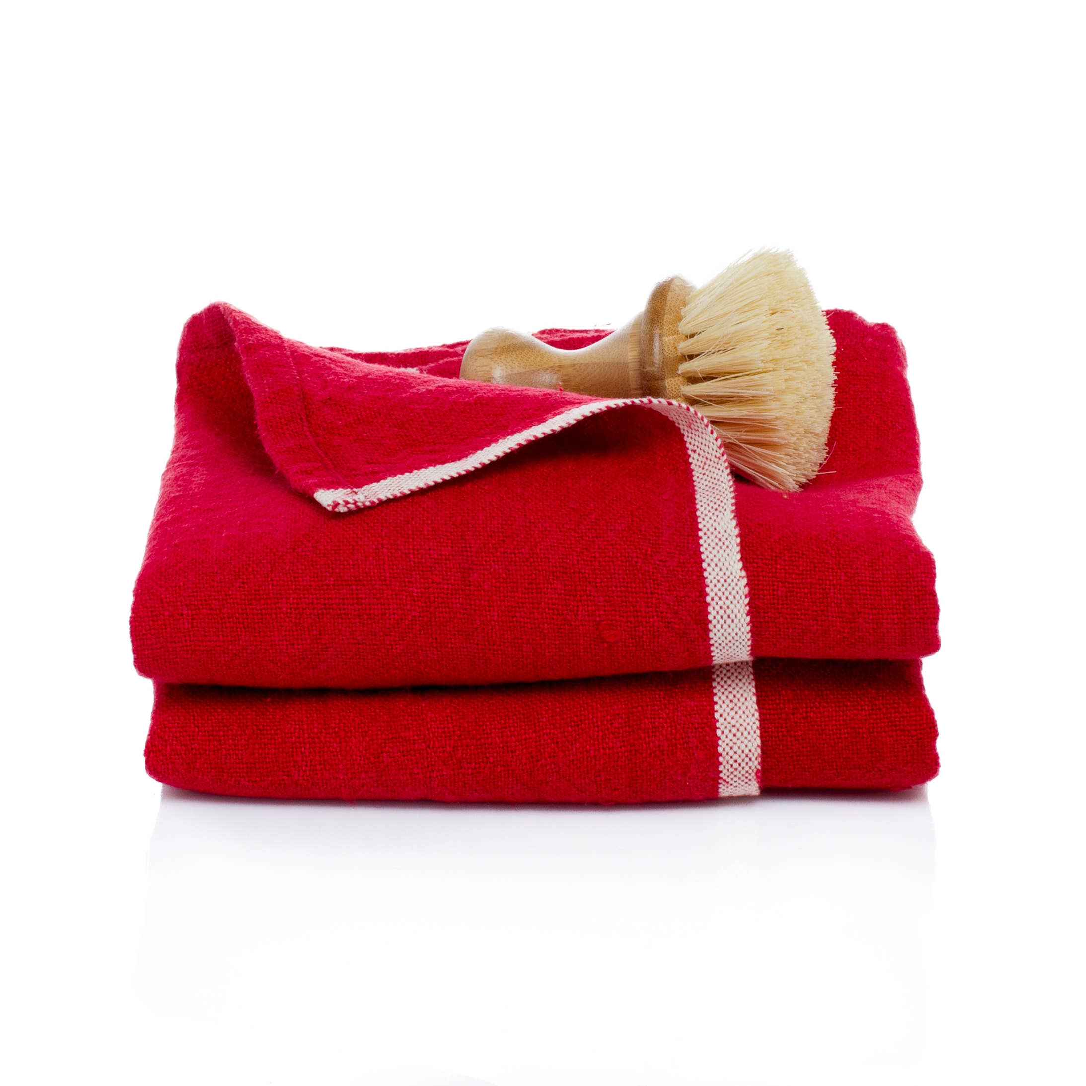 Caravan Home Chunky Linen Towels Red Working Loose