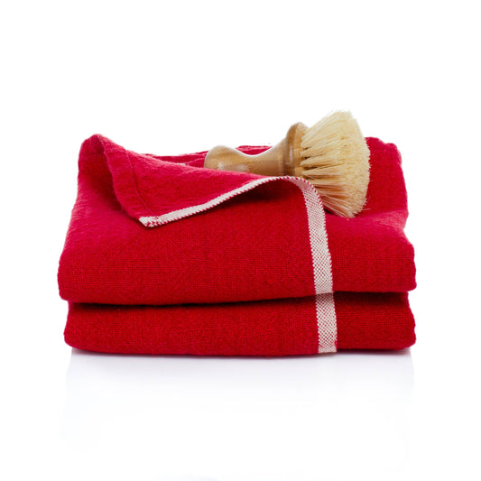 Chunky Linen Towels - Red